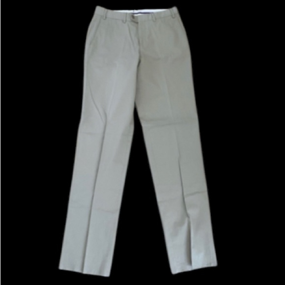 HILTL Essentials Top Stitch Tan Flat Front Dress Pants Size 32 X 38 NWT